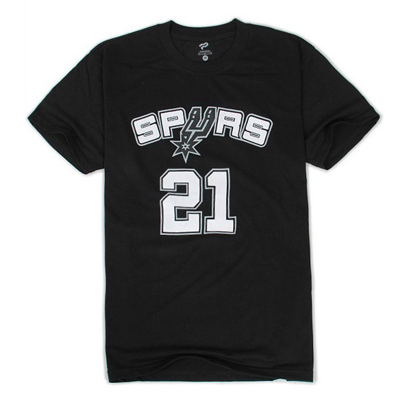 Men's  San Antonio Spurs #21 Tim Duncan Black T-shirt